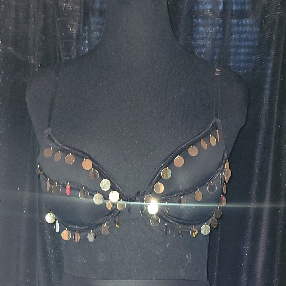 Black Bra with Gold Accents